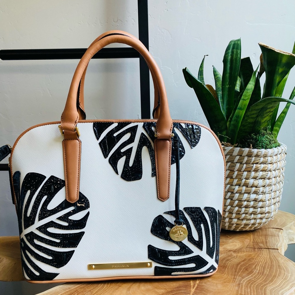 Brahmin handbag with shoulder strap.